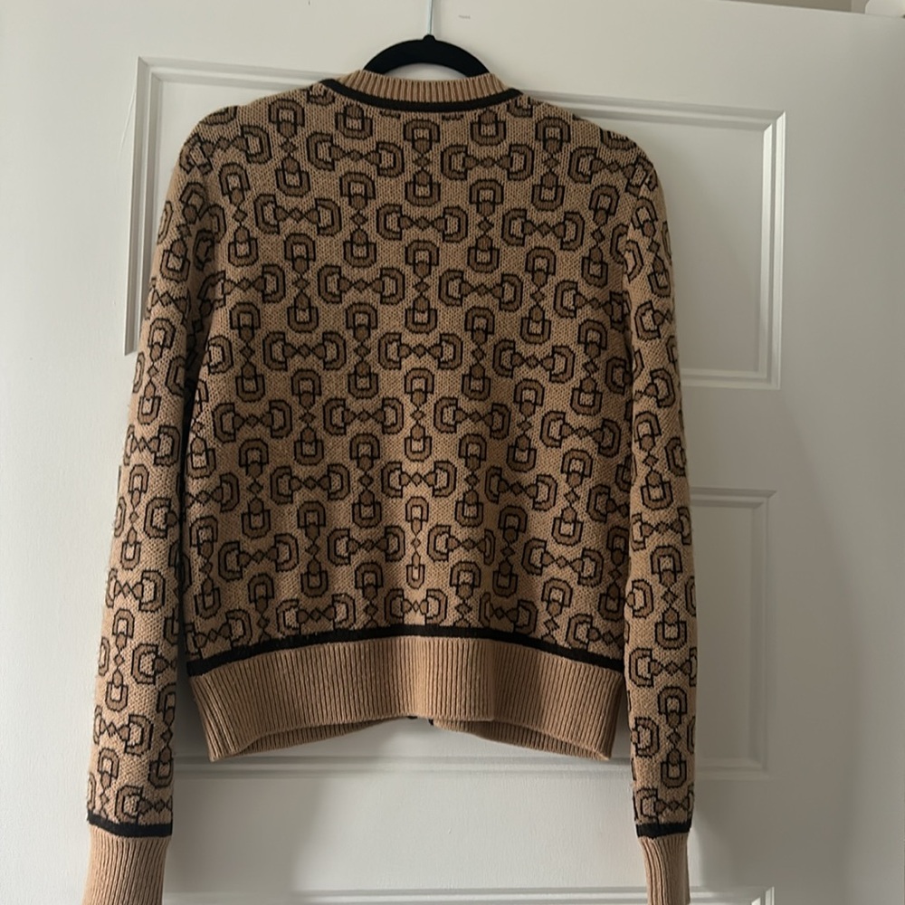 Gucci Beige and Dark Brown Horsebit Patterned Cardigan - Picture 4 of 5